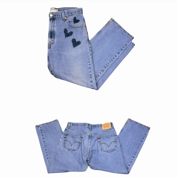 Vintage Levi 505 High Rise Straight Leg Medium Wash Repurposed Jeans Size 36 - Picture 3 of 10